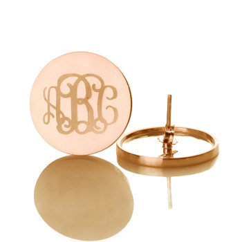 Circle Monogram 3 Initial Earrings Name Earrings Solid 18ct Rose Gold Circle Monogram 3 Initial Earrings Name Earrings Solid 18ct Rose Gold