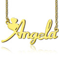 Personalised solid gold Fiolex Girls Fonts heart name necklace