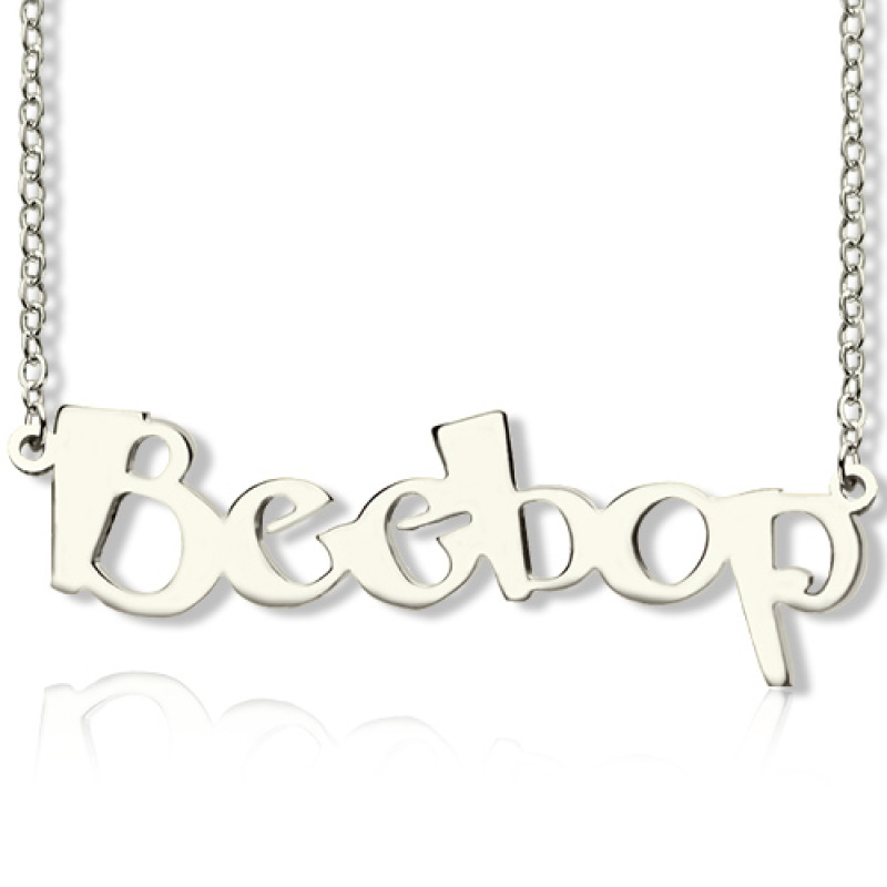 Solid White Gold Personalised Beetle Font Name Necklace Solid white gold personalised Beetle font name necklace