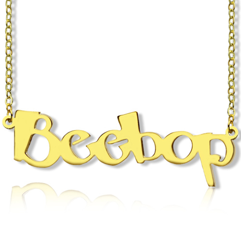 18ct solid gold personalised name necklace Solid 18ct gold personalised Beetle-font name necklace