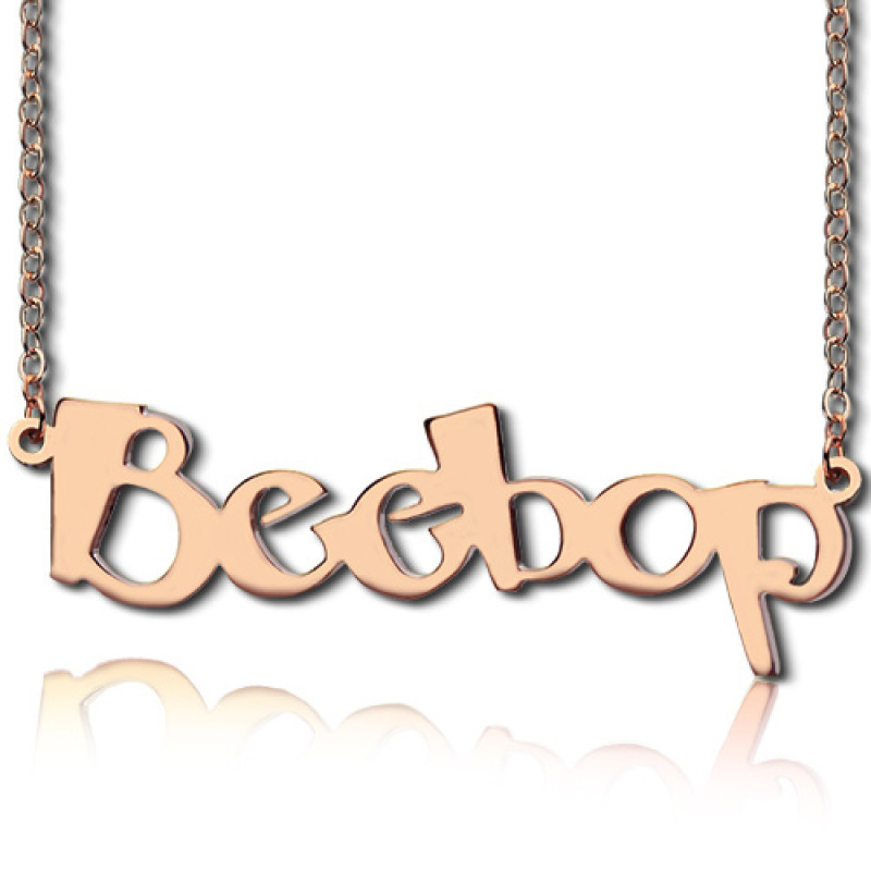 Rose Gold Personalised Beetle Font Name Necklace Solid rose gold personalised Beetle font name necklace