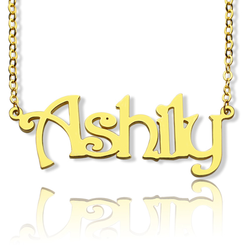 18ct Gold Plated Harrington Font Name Necklace 18ct gold plated Harrington font personalised name necklace