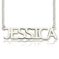 Silver Block Letter Name Necklace Silver block letter personalised name necklace