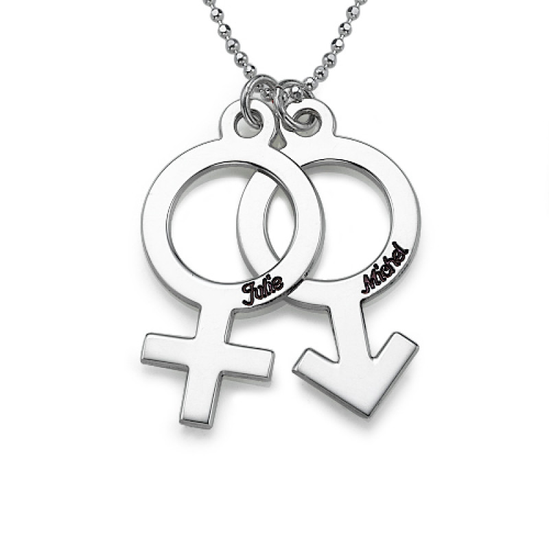 Personalised Female and Male Symbol Necklace Personalised sterling silver necklace with female and male symbols