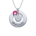 New Mum Necklace with Baby Feet personalised disc pendant
