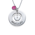 New Mum Necklace with Baby Feet personalised disc pendant