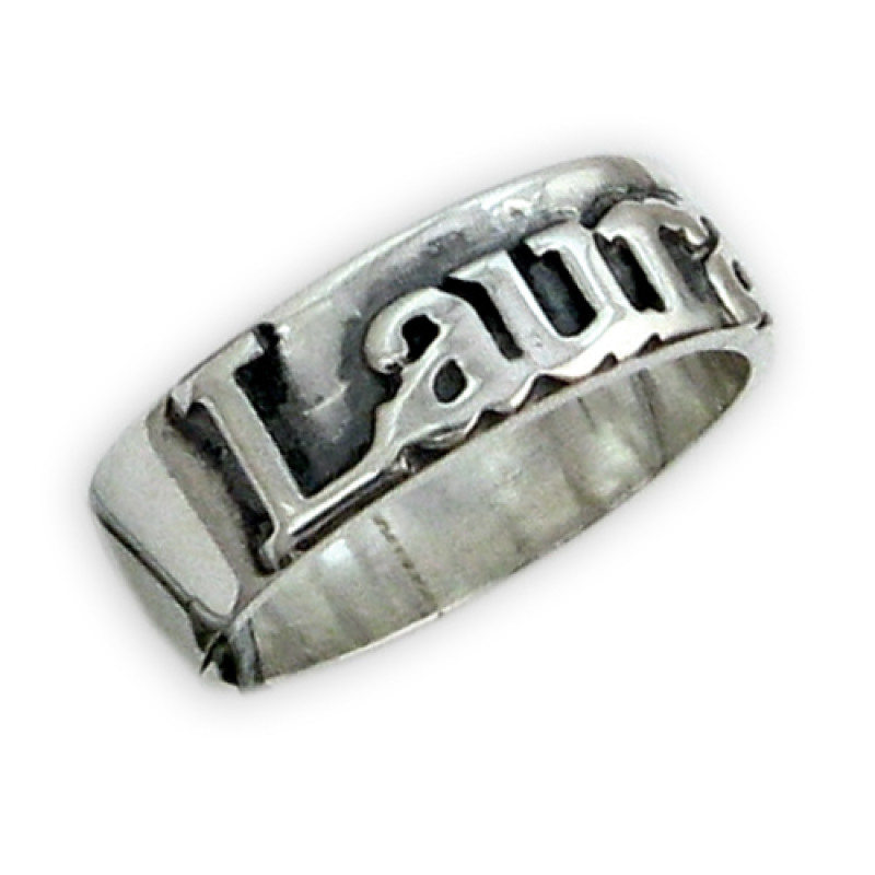 Personalised Silver Name Ring Personalised sterling silver name ring with raised lettering