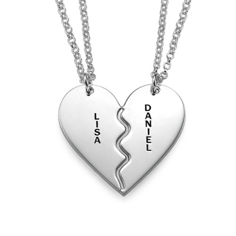 Personalised sterling silver breakable heart necklace