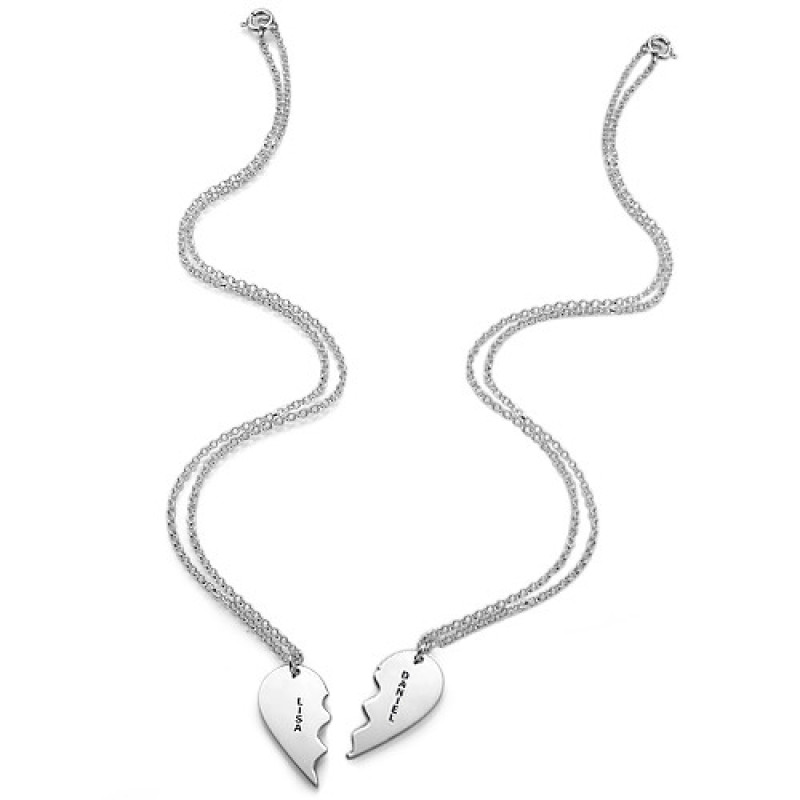 Sterling silver split heart necklace with two pendants