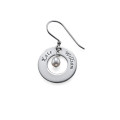 Personalised Two Name Birthstone Earrings Personalised earrings with two engraved names and a central birthstone