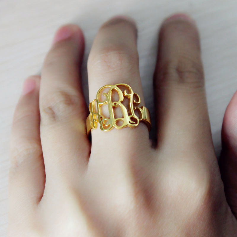 Personalised initial ring with cut-out monogram design
