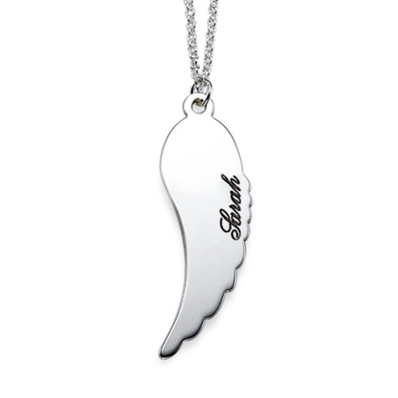 Set of two sterling silver angel wing necklaces