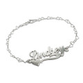 Side Heart Silver Name Bracelet or Anklet Side Heart Silver Name Bracelet or Anklet product image