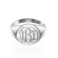 Engraved monogram sterling silver signet ring