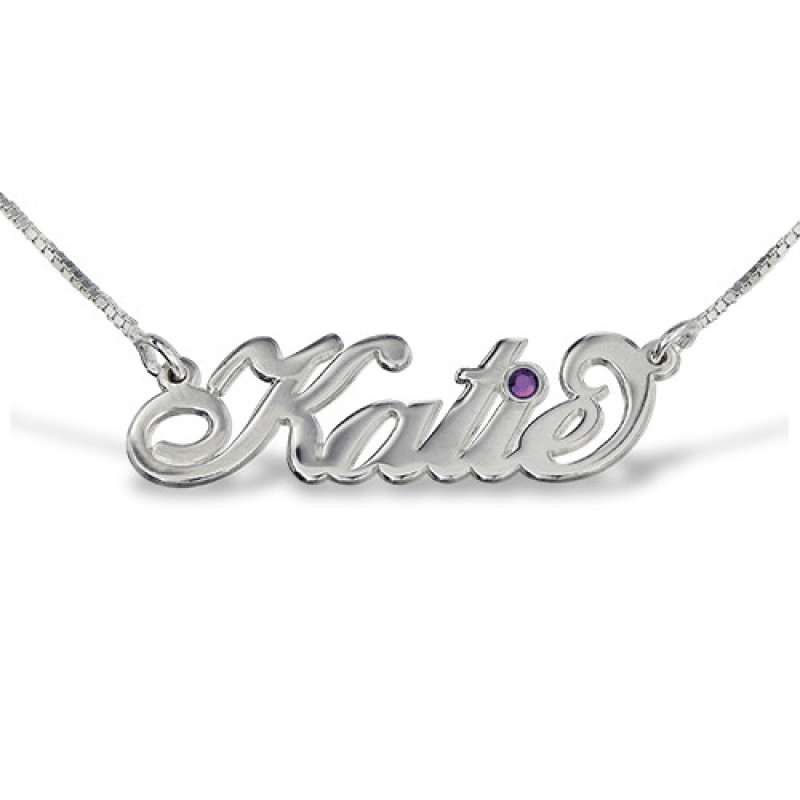 Silver Carrie style Swarovski personalised name necklace