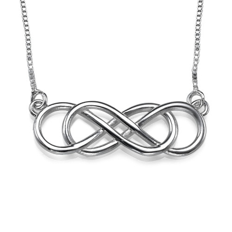 Silver double infinity necklace