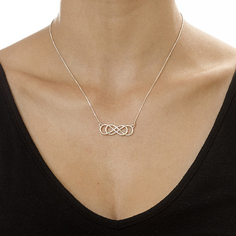 Silver double infinity necklace