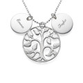 Engraved Family Tree Necklace with Discs Sterling silver family tree necklace with personalised engraved discs