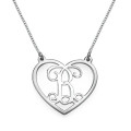 Personalised silver heart initials necklace