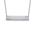 Silver horizontal bar necklace with a capital initial
