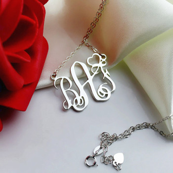 Personalised Initial Monogram Necklace With Heart Srerling Silver Personalised Initial Monogram Necklace With Heart Srerling Silver