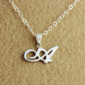 Silver initial necklace with a single letter pendant