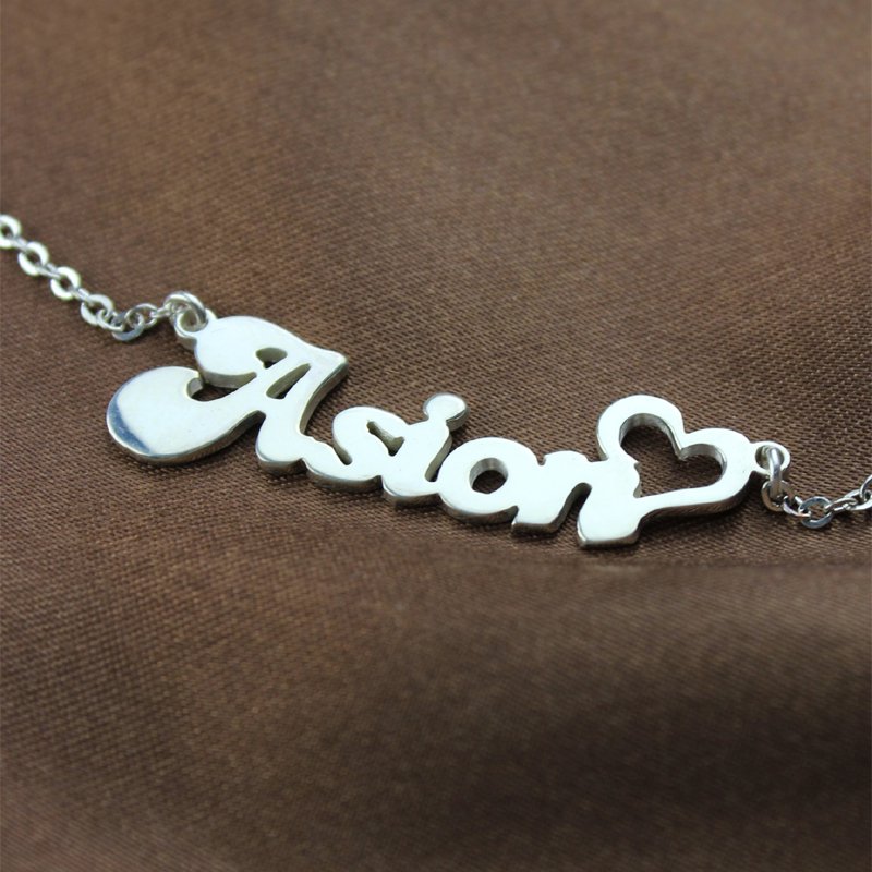Silver Letter Pendant Silver letter pendant necklace detail