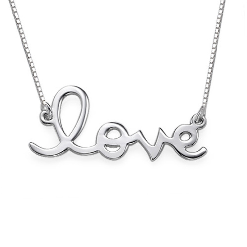 Sterling silver Love Necklace with Love design and box chain