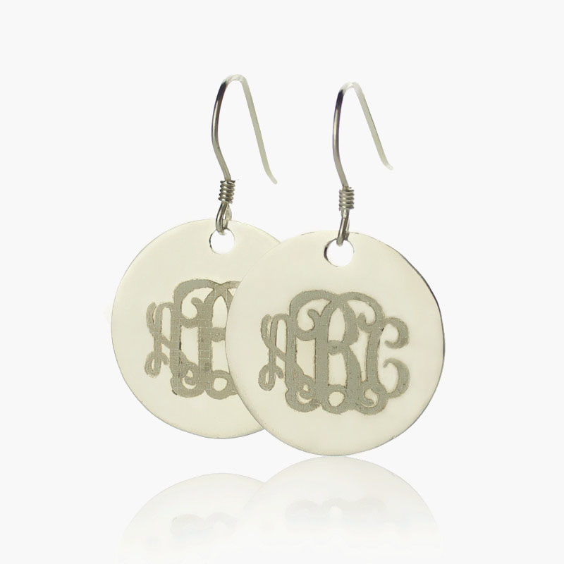 Disc Signet Monogrammed Earrings Personalised disc signet monogram earrings