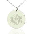 Engraved Disc Monogram Necklace in Sterling Silver Engraved round monogram pendant necklace in sterling silver