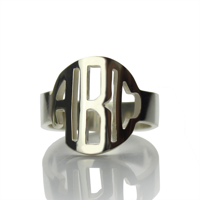 Sterling Silver Block Monogram Ring Personalised sterling silver block monogram ring