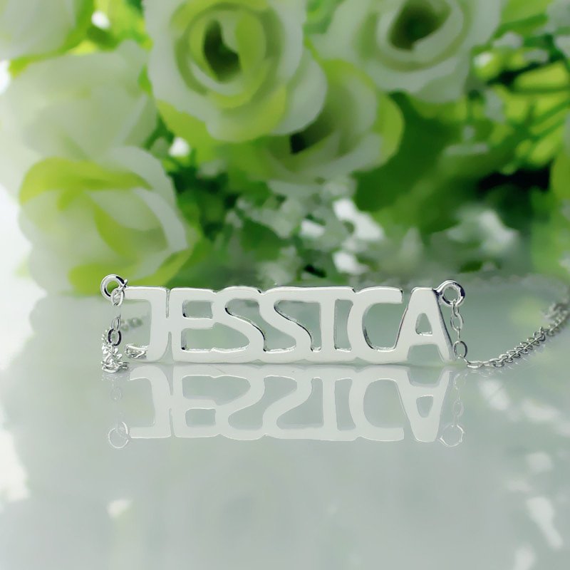 Silver Name Pendant Necklace Silver personalised name pendant necklace
