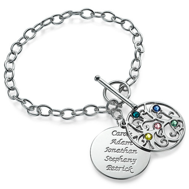 Silver Tree of Life filigree bracelet with personalised discs
