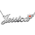 Silver Swarovski Crystal Flower Name Necklace Personalised silver flower name necklace with Swarovski crystal centre