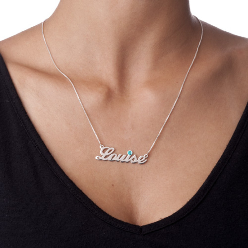 Personalised silver Swarovski crystal name necklace