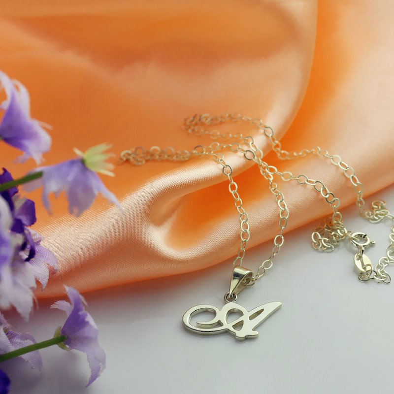 Small silver initial necklace