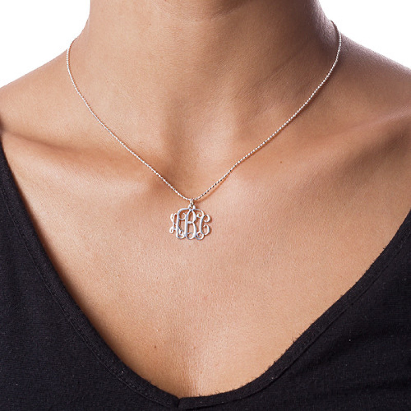 Small Sterling Silver Monogram Necklace Small sterling silver monogram necklace