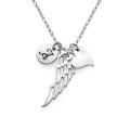 Sterling Silver Angel Wing Initial Necklace Sterling silver angel wing necklace with heart charm and initial pendant