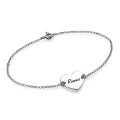 Sterling silver engraved heart couples bracelet with personalised pendant