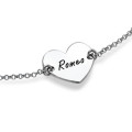 Sterling silver engraved heart couples bracelet with personalised pendant