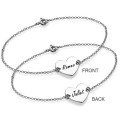 Engraved heart pendant on sterling silver couples bracelet