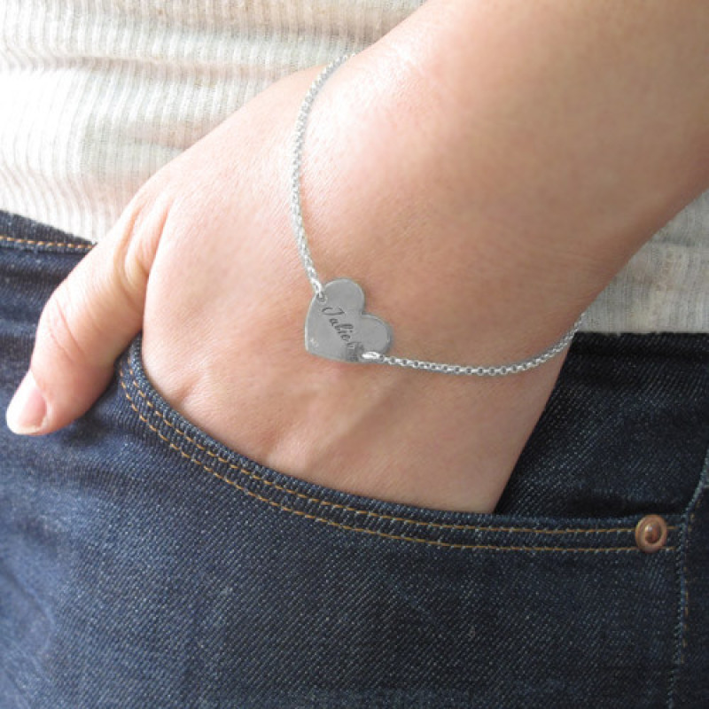 Personalised heart pendant couples bracelet