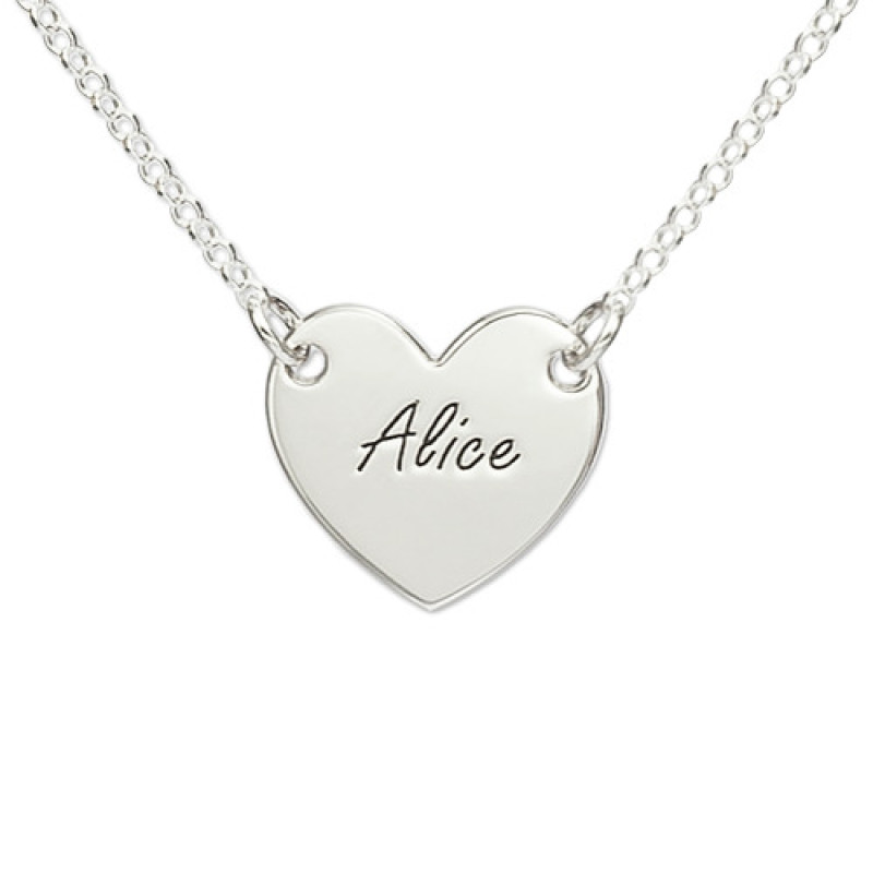 Sterling Silver Engraved Heart Necklace Sterling silver engraved heart necklace with personalised heart pendant