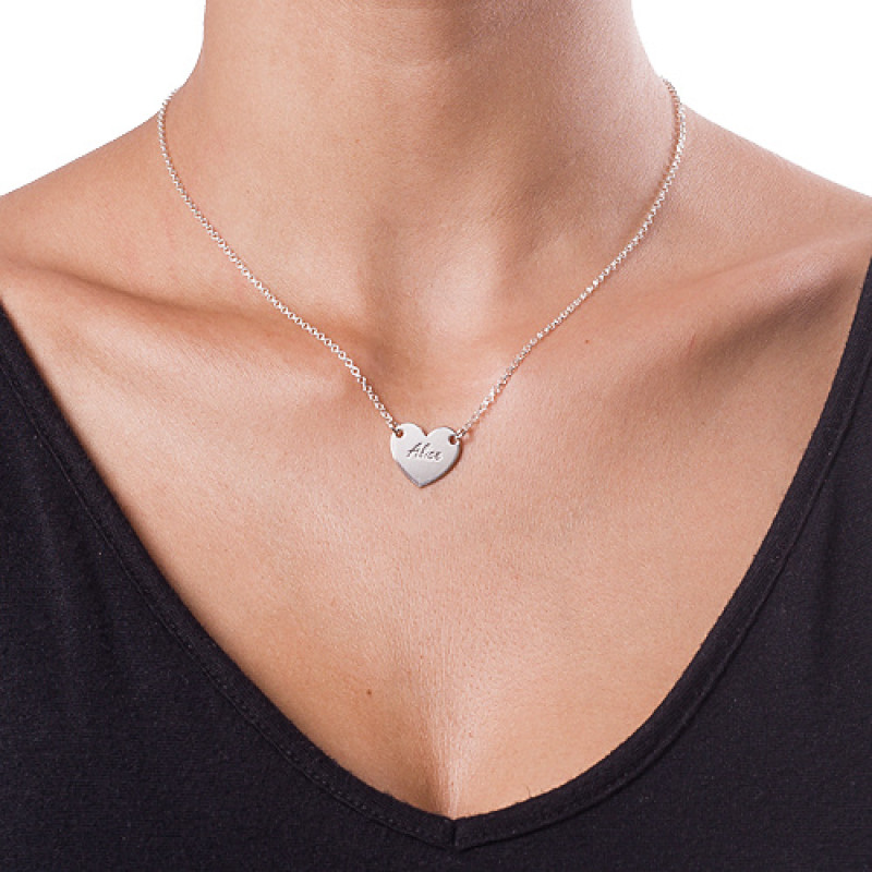 Sterling Silver Engraved Heart Necklace Sterling silver engraved heart necklace with personalised heart pendant