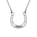 Engraved sterling silver horseshoe necklace