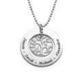 Silver family tree necklace for personalised family name engraving