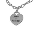 Personalised Sterling Silver Heart Charm Bracelet Personalised sterling silver heart charm bracelet with engraved names
