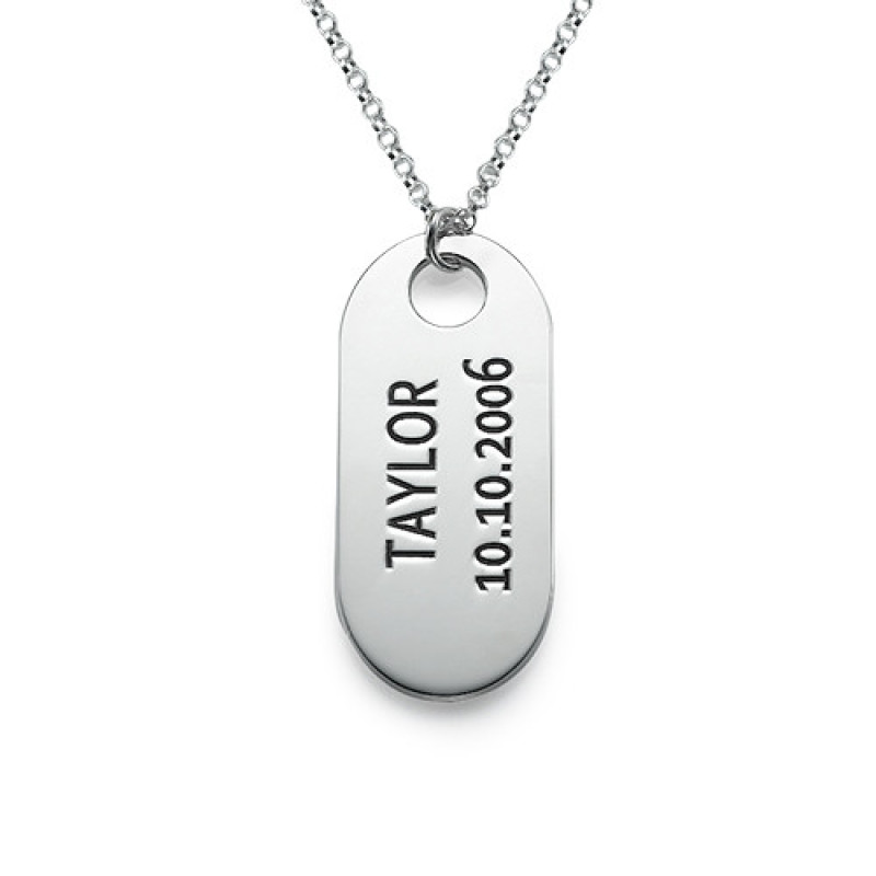 Sterling Silver ID Tag Necklace Sterling silver personalised ID tag necklace on a Rollo chain