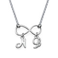 Sterling Silver Infinity Necklace with Initials Personalised infinity necklace with two initial charms