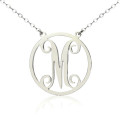 Sterling Silver Single Circle Monogram Letter Necklace Sterling silver small single circle monogram letter necklace